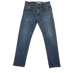 Mavi Zach Straight Leg Mid-Rise Jeans Women 33/32 Dark Wash Stretch Denim